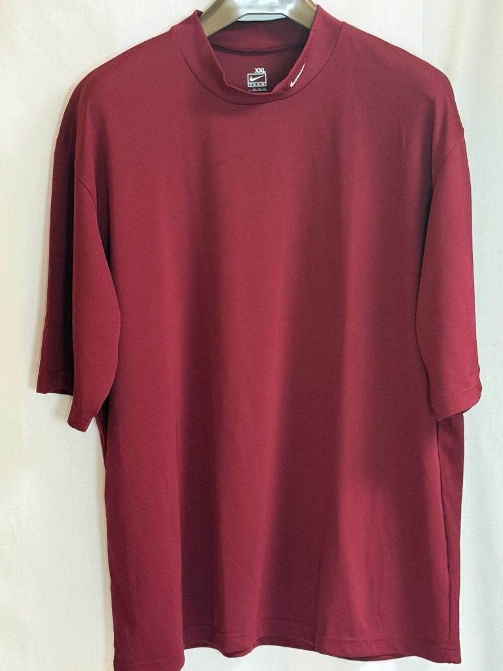 NWOT Nike Team Men's Fit Dry Mock Neck Short Sleeves T-Shirt - Maroon - XXL
